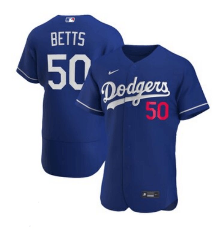 Men's Los Angeles Dodgers #50 Mookie Betts Blue Flex Base Stitched MLB Jersey